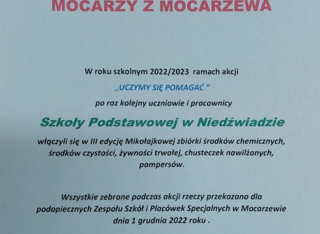 Powiększ obraz: III Edycja Mikołajkowej zbiórki dla Mocarzy z Mocarzewa 